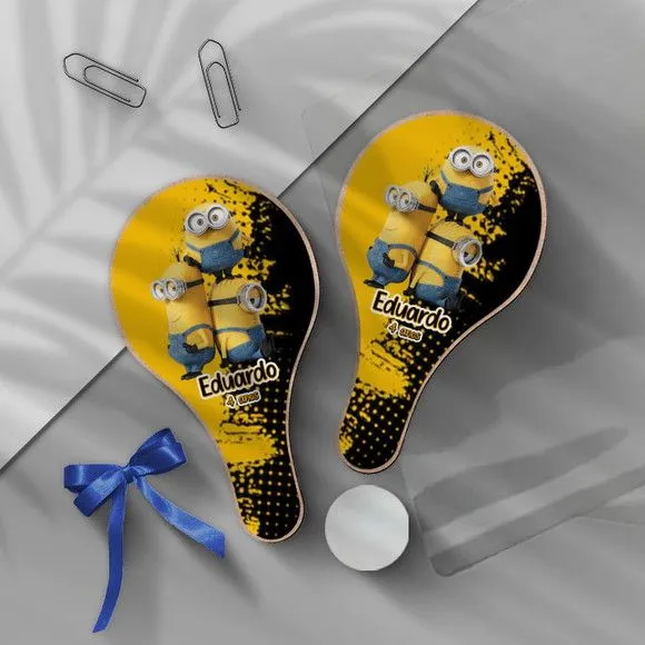 Raquete Ping Pong - Minnions Personalizada - feito à mão por Mi Papelaria Criativa