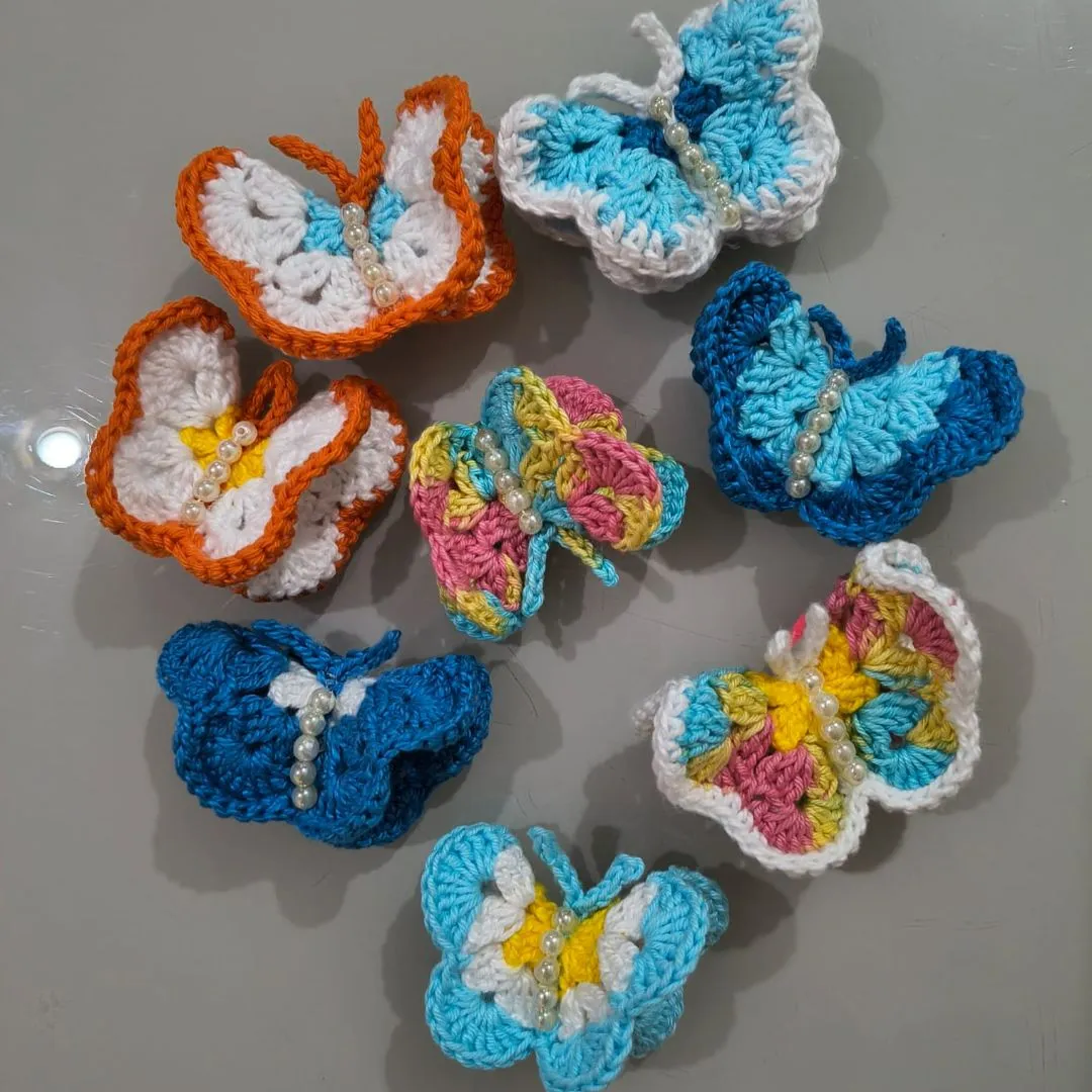 Xuxinha de crochê borboleta - kit 6 unidades - foto 2