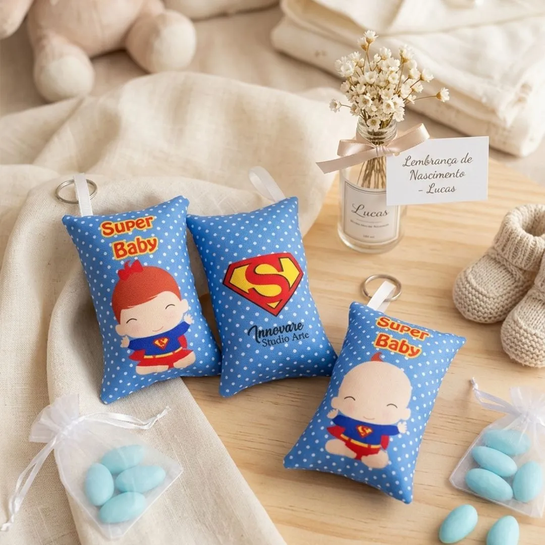 Chaveiro Almofadinha Super Baby Personalizado | Lembrancinha Infantil - foto 3