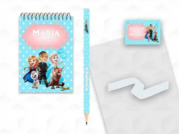 Bloquinho com Lápis Frozen Cute Personalizado - artesanato feito à mão por creativitybynina