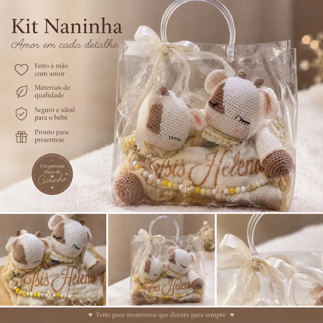 Kit: Naninha + toalhinha bordada+ porta chupeta + chocalho - foto 5