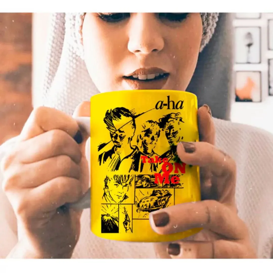 Kit camiseta+caneca a-Ha, wave anos 80, estampa take on me, exclusiva tamanhos unisex - foto 3