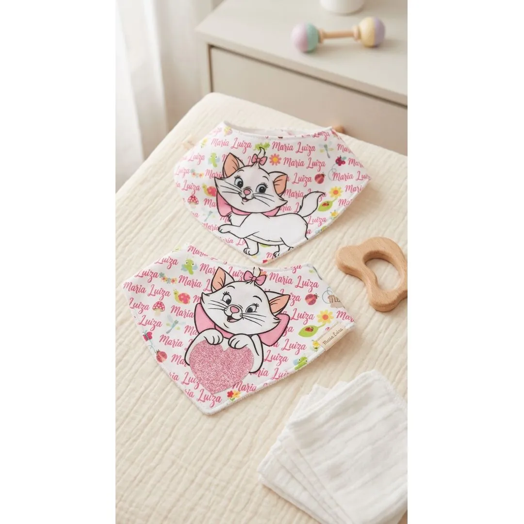 Kit 4 Babadores de Bebê Personalizados | Tema Gatinha Fofa - foto 4