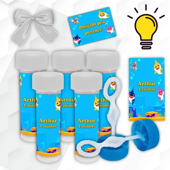 Bolinha de Sabão Baby Shark Personalizada - artesanato feito à mão por Mi Papelaria Criativa
