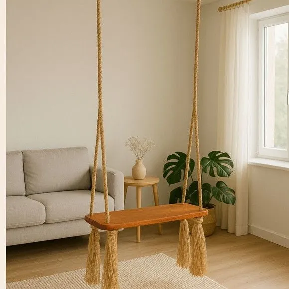 Balanço com Corda para Adultos e Decoração Madeira - foto 4
