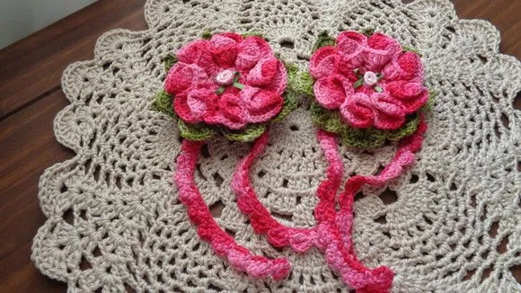 Par de Prendedores de Cortinas em Crochê Flor Pink Mesclado - foto 4