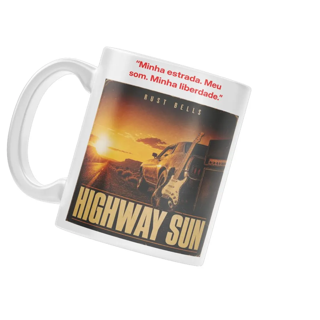 Caneca Highway Sun Estampa Retrô de Carro e Guitarra 325ml - foto 5