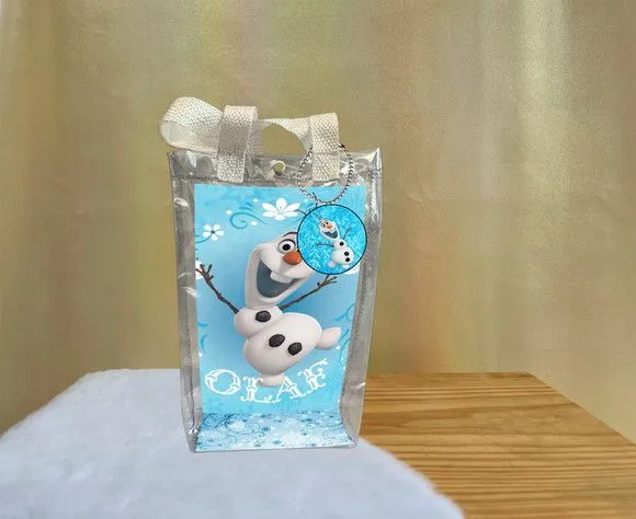 Sacola Transparente Olaf Personalizado - feito à mão por Artmanha Lembrancinhas