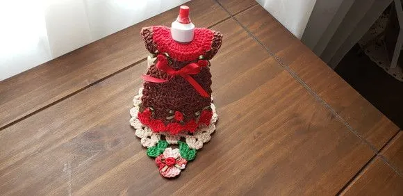 Capa para Adoçante Vestidinho Vermelho com Capuccino Marrom - foto 4