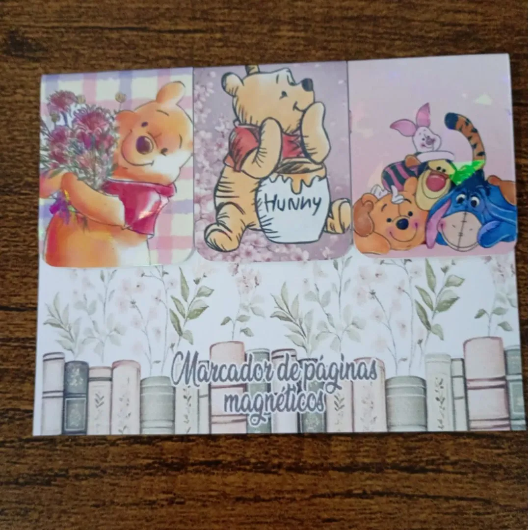 Marcador de Página Magnético Trio 3 - "Ursinho Pooh" - artesanato de Emejhu Personalizados