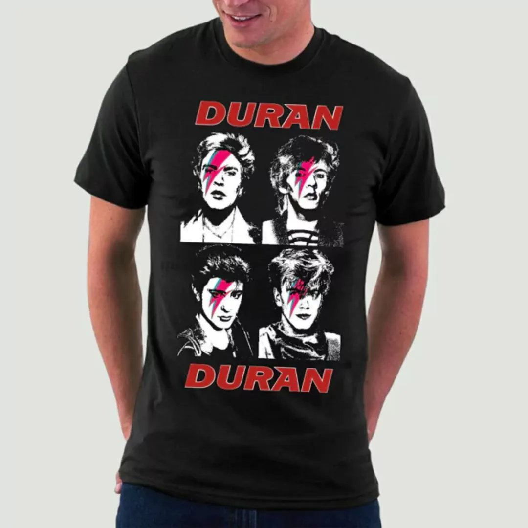 Camiseta camisa banda Duran Duran Bowie, rock new wave anos 80, estampa exclusiva tamanhos unisex - artesanato feito à mão por Lado B Rock Camisetas
