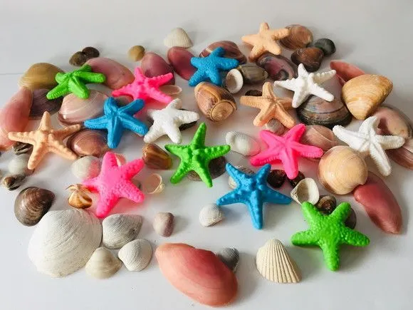 Conjunto 20 estrelas, 6 porta guardanapos e 20 conchas