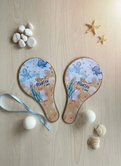Raquete Ping Pong - Fundo do Mar - feito à mão por Mi Papelaria Criativa