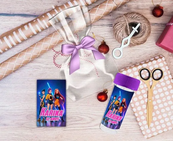 Bolha de Sabão Guerreiras do Kpop Personalizada - feito à mão por Artmanha Lembrancinhas