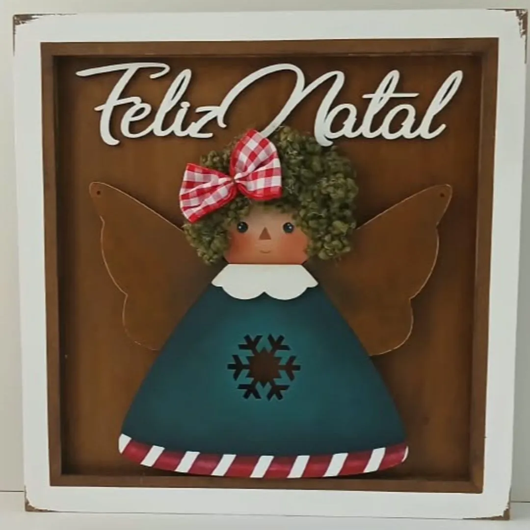 Quadro ANjinha Feliz Natal