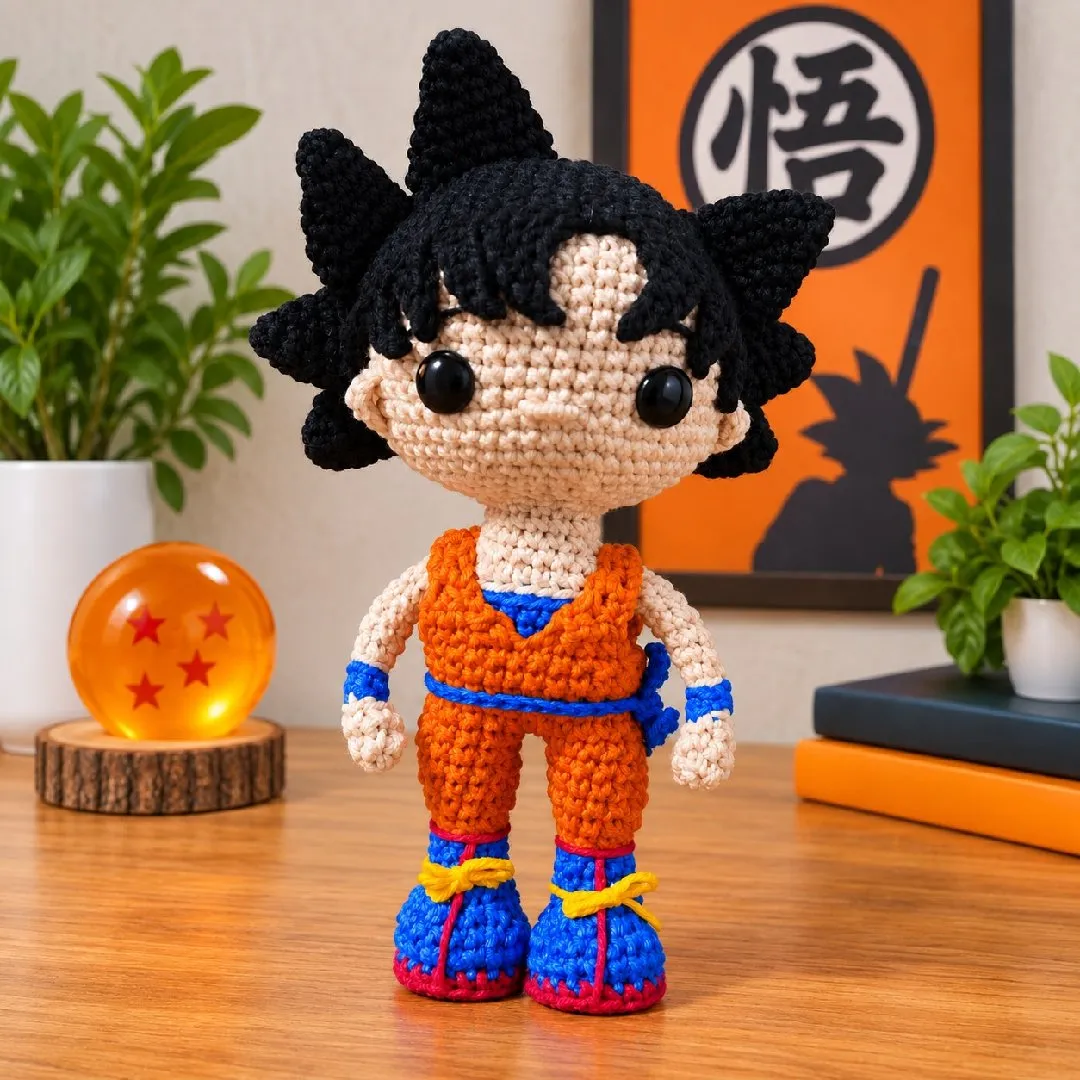Goku Amigurumi – Boneco de Crochê Feito à Mão 🧡 - artesanato feito à mão por crocheteria com a Maria