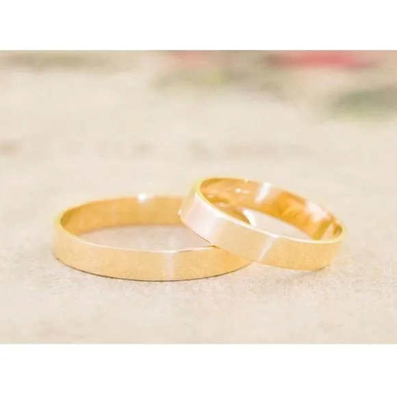 Alianças de Ouro 18k 6mm 6grs Casamento + Anel Solitário - feito à mão por TM JOIAS