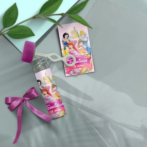 Bolha de Sabão - Princesas Personalizado - artesanato feito à mão por Mi Papelaria Criativa