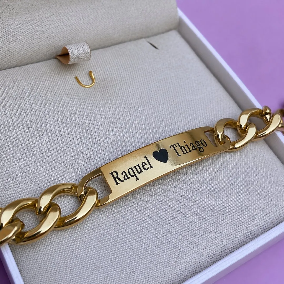 Pulseira Grumet Banhada 11mm + Personalização - artesanato feito à mão por TM JOIAS