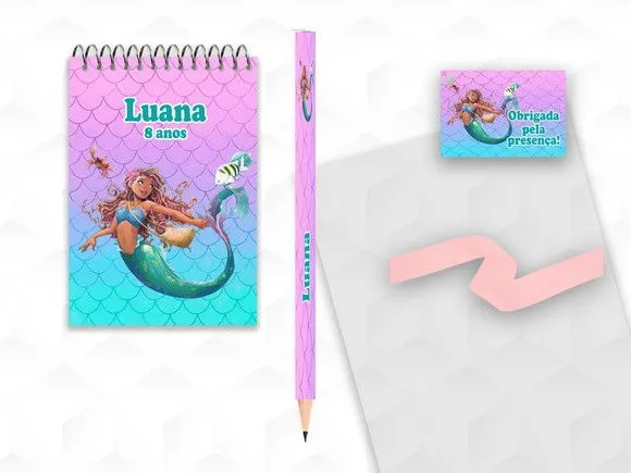 Bloquinho com Lápis Ariel o Filme Personalizado - artesanato feito à mão por creativitybynina