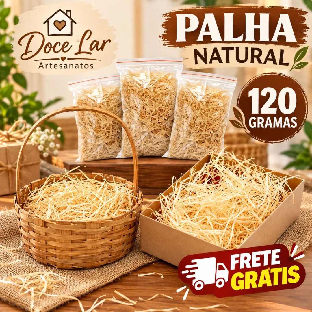 Palha Natural 120 Gramas - artesanato feito à mão por Doce Lar Artesanatos