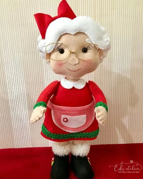 Mamãe Noel em Feltro 37cm - artesanato feito à mão por edeatelier