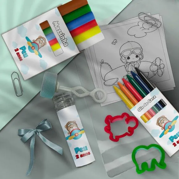 Kit Massinha Infantil Aviado Personalizado - feito à mão por Mi Papelaria Criativa