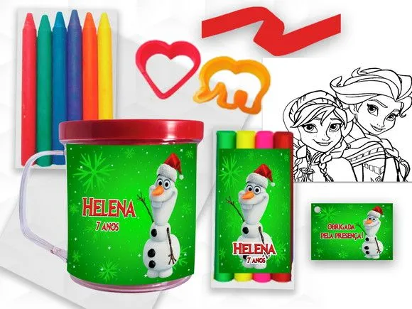 Caneca com Giz e Massinha Olaf Personalizada - artesanato feito à mão por creativitybynina