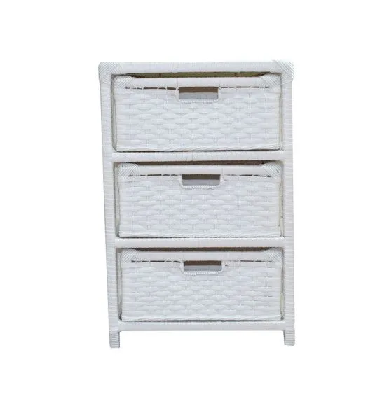 Gaveteiro 3 Gavetas Fibra Sintética Branco 44x32x65 - artesanato de Mundo Urbano