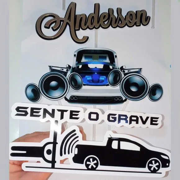 Topo de Bolo Som Carro