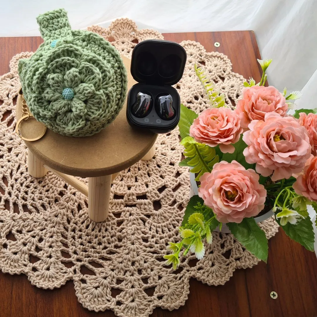 Case em Crochê para Fone de Ouvidos Verde Água - foto 5