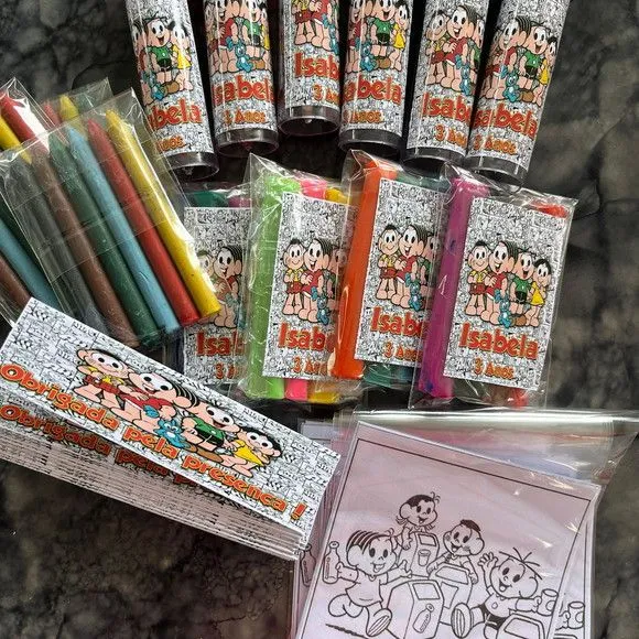 Kit Massinha + Giz + Bolha Turma da Monica Personalizado - feito à mão por Artmanha Lembrancinhas
