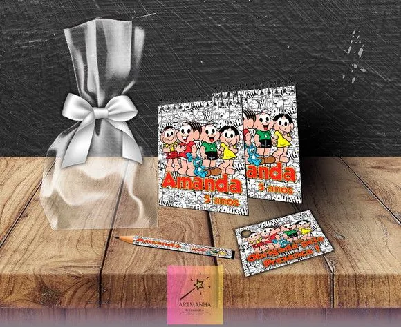 Bloquinho Turma da Monica Personalizado - feito à mão por Artmanha Lembrancinhas
