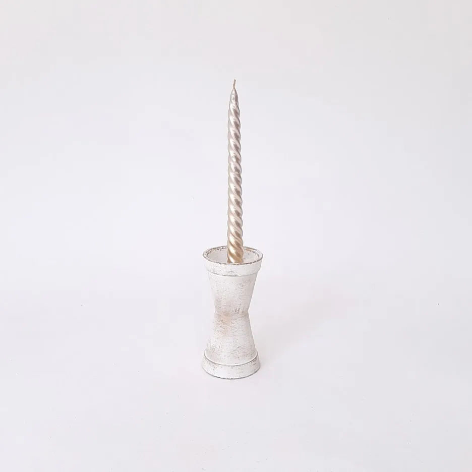Castiçal Branco M - artesanato de Estudio Bananeira