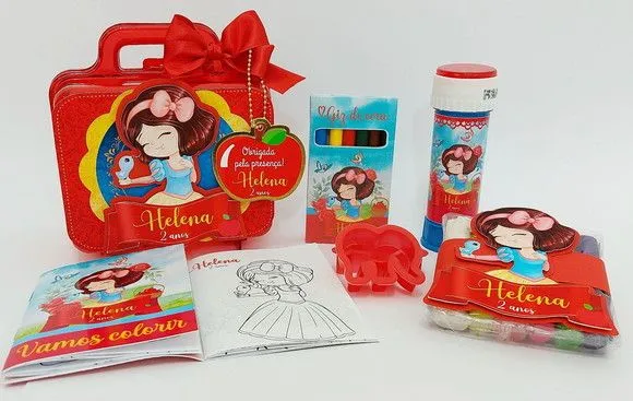 Maleta Branca de Neve Personalizada - feito à mão por Mi Papelaria Criativa