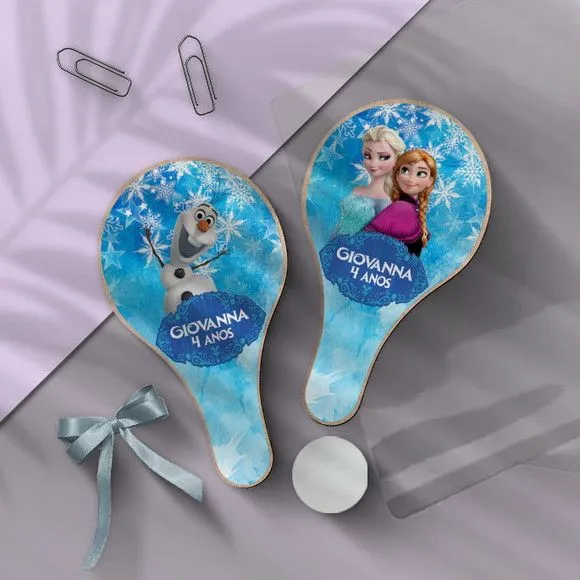 Raquete Ping Pong - Frozen Ana e Elsa - feito à mão por Mi Papelaria Criativa