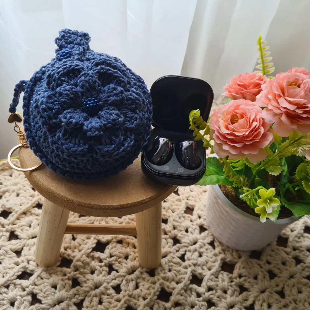 Case em crochê para Fone de ouvidos (Azul Náutico) - foto 2