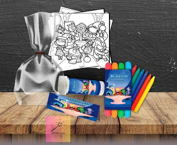 Kit Massinha + Giz + Bolha Divertidamente Personalizado - feito à mão por Artmanha Lembrancinhas