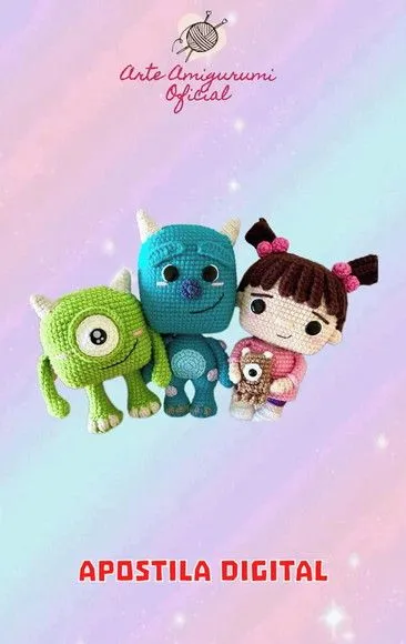 Receita Combo Monstros S.a Amigurumi - feito à mão por Arte Amigurumi Oficial