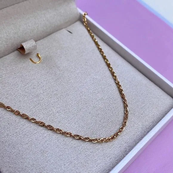Corrente Elos Duplos Feminina Banhada 2mm 2,5grs 45cm - artesanato feito à mão por TM JOIAS