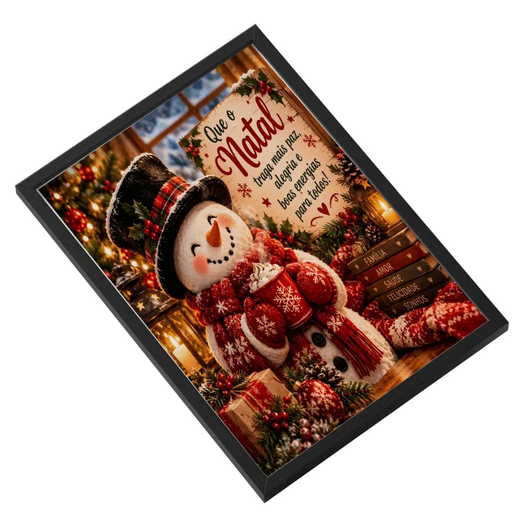 Quadro Boneco de Neve Natalino com Mensagem A3 - foto 2