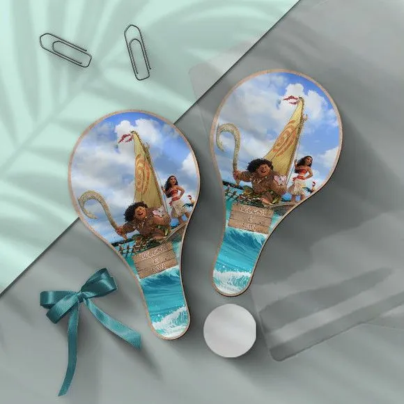 Raquete Ping Pong - Moana Personalizada - feito à mão por Mi Papelaria Criativa