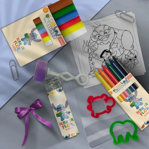 Kit Massinha Infantil Stitch Personalizado - feito à mão por Mi Papelaria Criativa