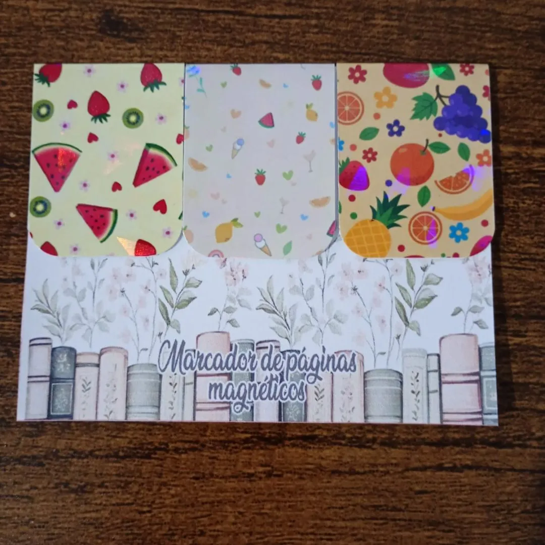 Marcador de Página Magnético Trio 4 - "Frutinhas" - artesanato de Emejhu Personalizados