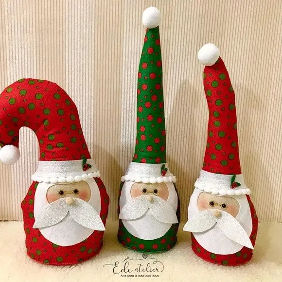 Enfeite Natalino Kit Trio Bom Velhinho em Feltro Nº 02 - artesanato feito à mão por edeatelier