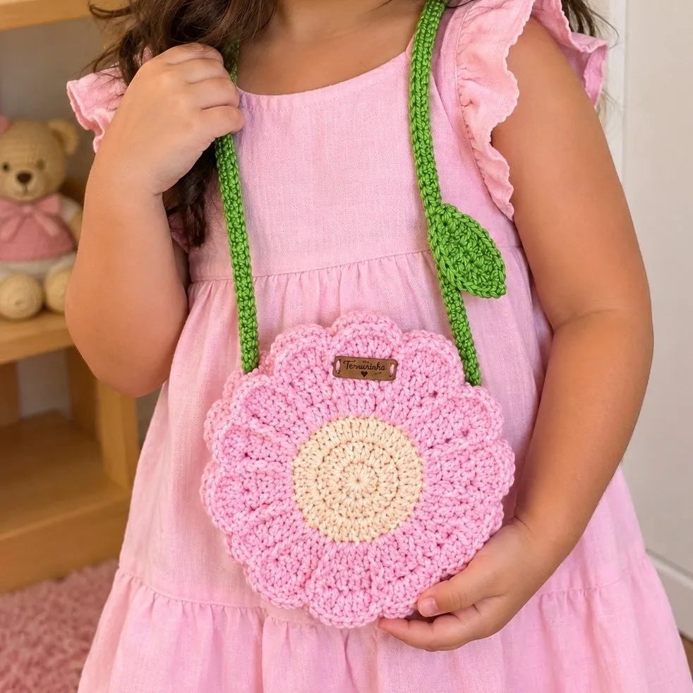Bolsa de crochê Flor infantil - foto 3