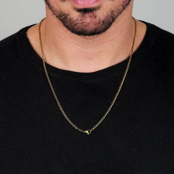 Corrente Grumet Masculina Banhada 3mm 8grs 60cm - artesanato feito à mão por TM JOIAS