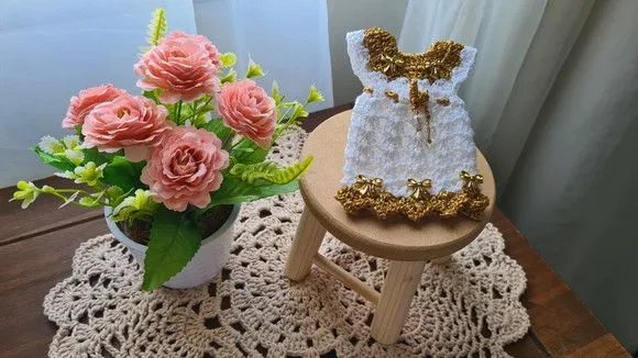 Capa para Adoçante Vestidinho Cinderela Dourado com Branco - foto 4