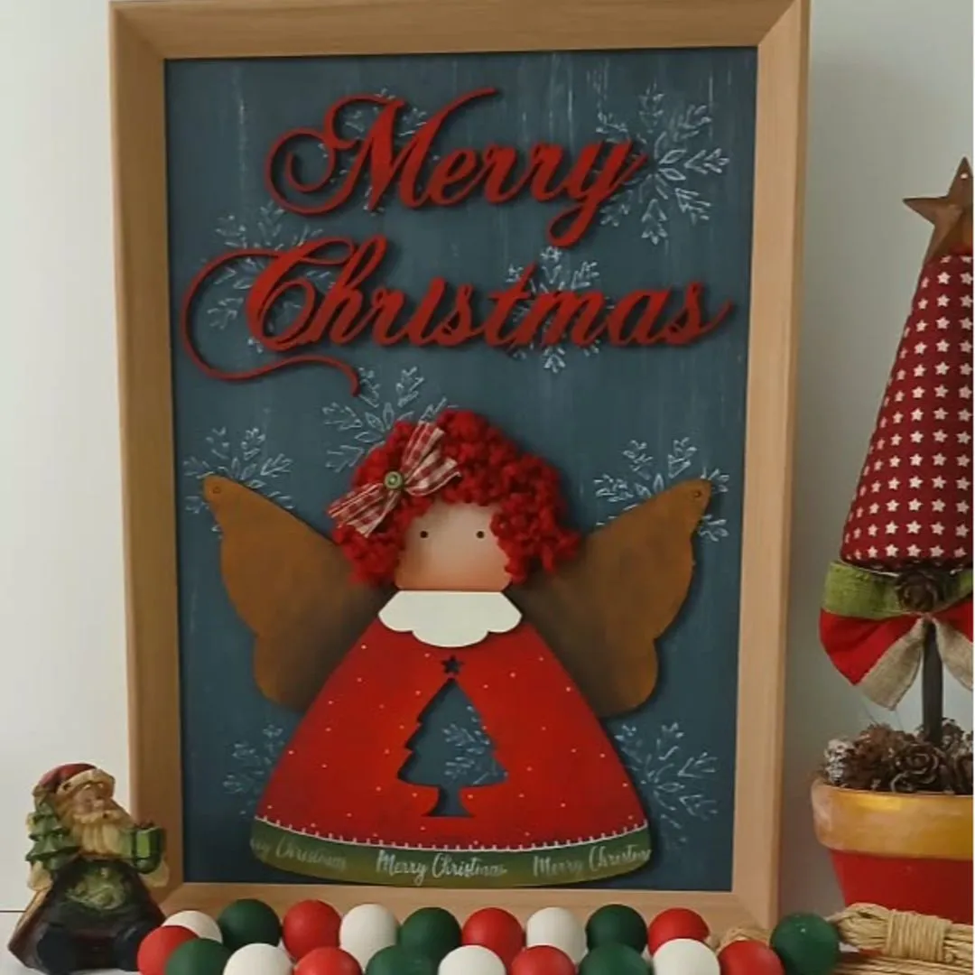 Quadro decorativo de Natal Anjo - Merry Christmas - foto 3