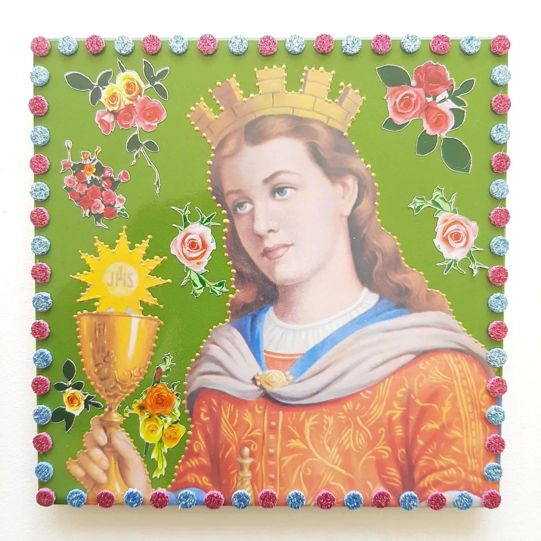 Quadrinho de Azulejo Santa Bárbara - artesanato de Estudio Bananeira